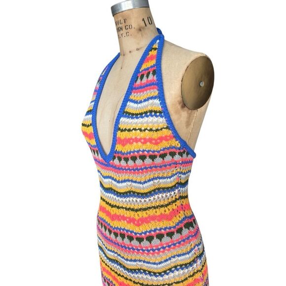 Princess Polly Multicolor Striped Knit Halter Mini Dress Size 6 - Picture 4 of 10